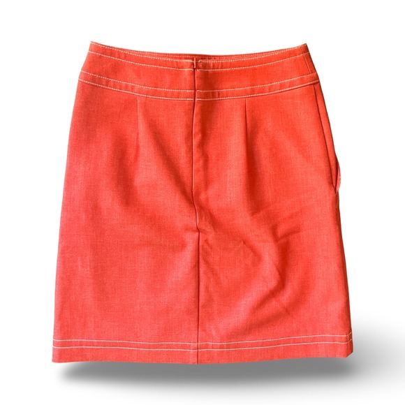 Ann Taylor Chambray Coral Orange Faux Wrap A Line Skirt Size 2 NWOT - Picture 4 of 9